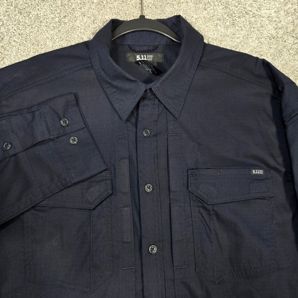 5.11 tactical shirt men's XLT tall ABR pro L/S blue ripstop button up utility